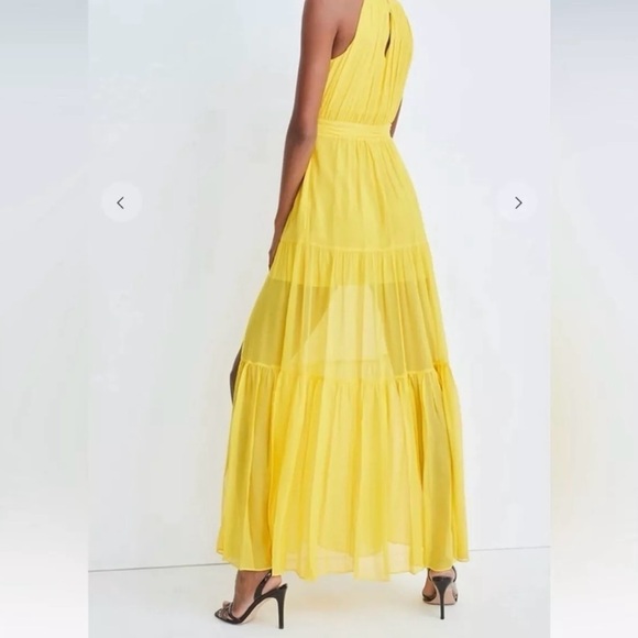 VERONICA BEARD Florencia Sleeveless Tiered Silk Lined Maxi Dress Size 6 Yellow - Picture 3 of 16